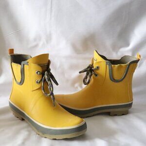 Wind River Womens Yellow Sz 8 Pull On Lace Up Rubber Waterproof Rain Boots